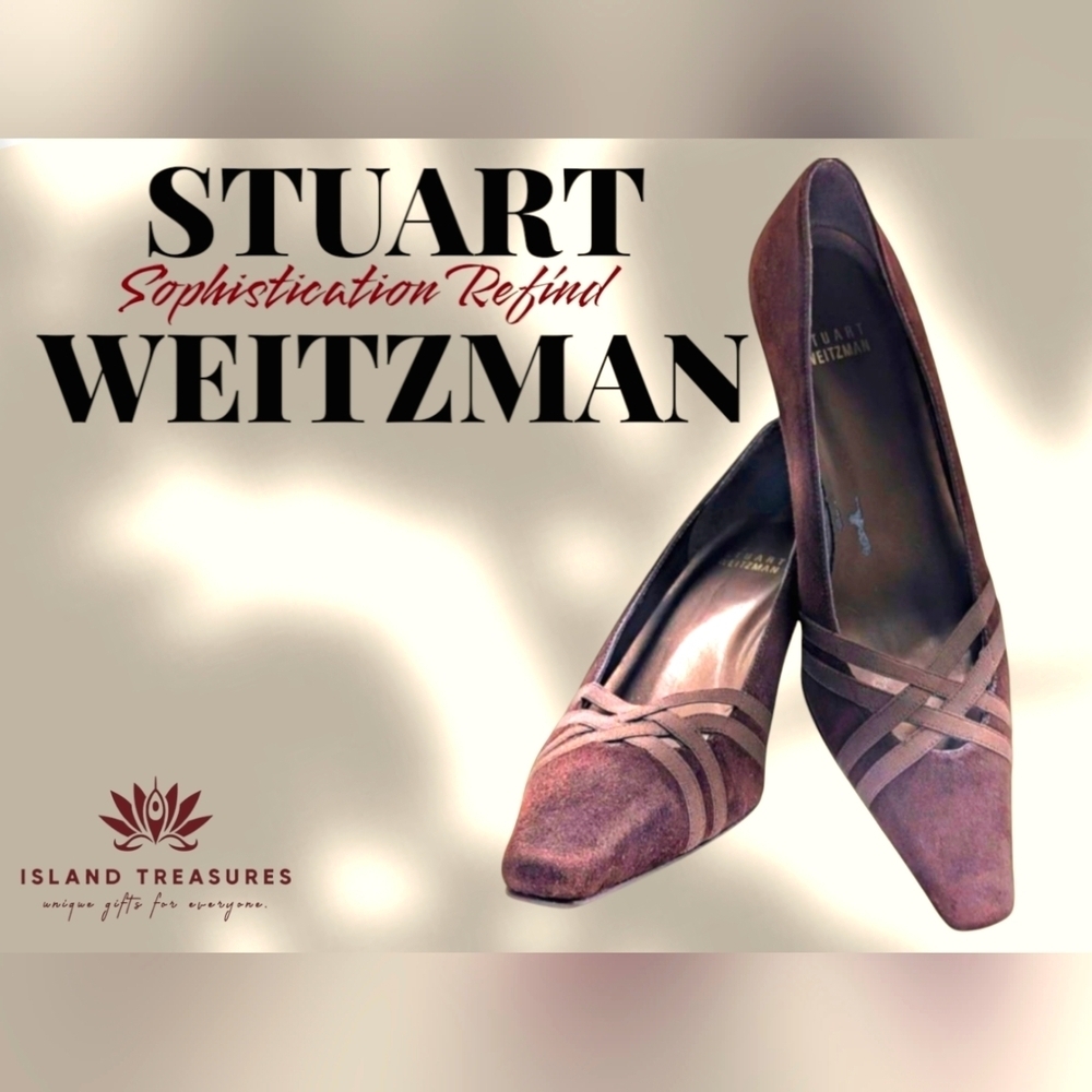 Stuart Weitzman Cola Brown Suede Limo Kitten Heels Pumps 7.5 M
